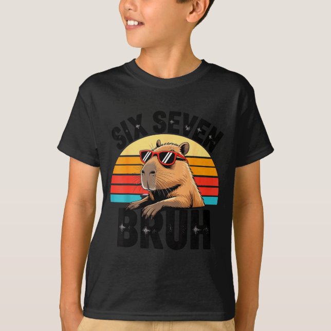 Six Seven Bruh 67 Meme Capybara  T-Shirt (Front)