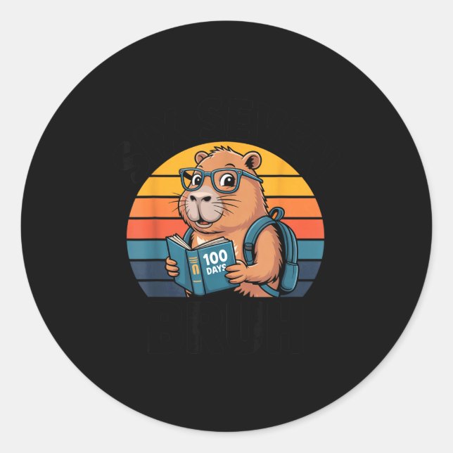 Six Seven Bruh 67 Meme Funny 100 Days Of School Ca Classic Round Sticker (Front)