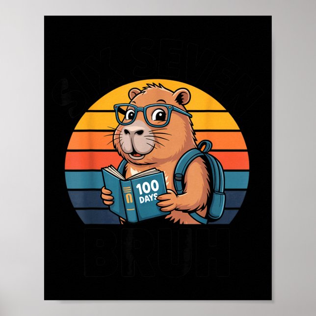 Six Seven Bruh 67 Meme Funny 100 Days Of School Ca Poster (Front)