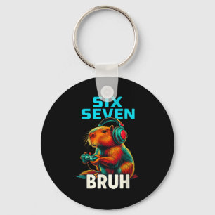 Six Seven Bruh 67 Meme Funny Capybara  Keychain
