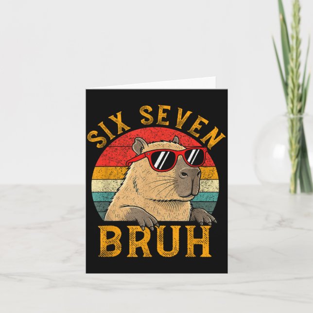 Six Seven Bruh 67 Meme Funny Capybara Viral Six Se Card (Front)
