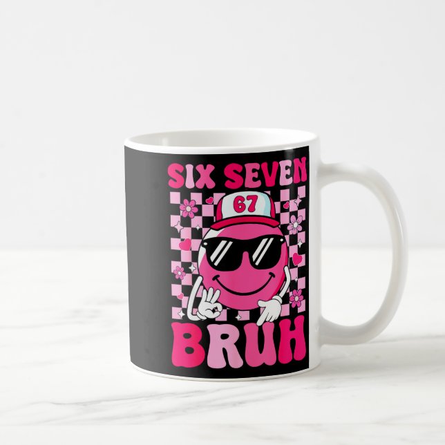 Six Seven Bruh 67 Meme Smile Face Valentines Boys  Coffee Mug (Right)