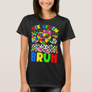 Six seven bruh 6 7 puzzle heart 67 autism awarenes T-Shirt