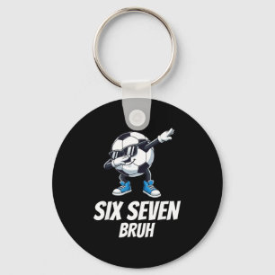 Six Seven Bruh Brainrot Gen Alpha Dabbing Soccer B Keychain