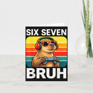 Six Seven Bruh Capybara Retro Vintage Funny 67 Mem Card