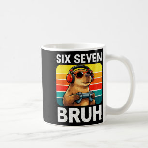 Six Seven Bruh Capybara Retro Vintage Funny 67 Mem Coffee Mug