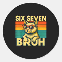 Six Seven Bruh Cat Retro Vintage Funny 67 Meme For