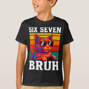Six Seven Bruh Cat Retro Vintage Funny 67 Meme Men T-Shirt