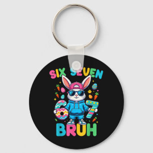 Six Seven Bruh Cool Bunny 67 Meme Easter Day Boys Keychain