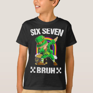 Six Seven Bruh Dabbing Leprechaun St Patricks Day T-Shirt