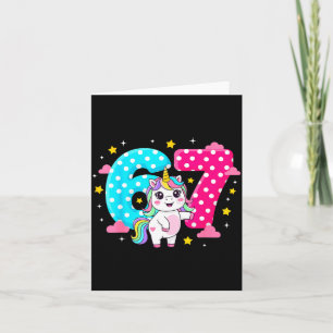 Six Seven Bruh Dabbing Unicorn 6 7 Meme 7th Birthd Card