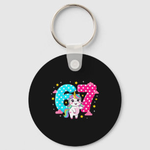 Six Seven Bruh Dabbing Unicorn 6 7 Meme 7th Birthd Keychain