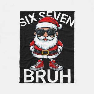 Six Seven Bruh Funny 67 Meme Christmas Santa  Fleece Blanket