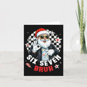 Six Seven Bruh Funny Checkered Cool Santa Claus Ro Card
