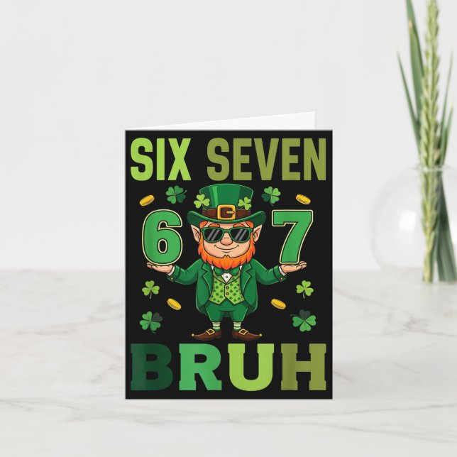 Six seven bruh leprechaun 67 meme st patrick's day card (Front)