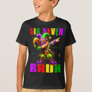Six Seven Bruh Mardi Gras Jester Dab 6 7 Meme Fat  T-Shirt