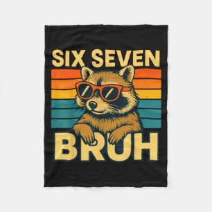 Six Seven Bruh Raccoon Vintage Funny 67 Meme Men W Fleece Blanket