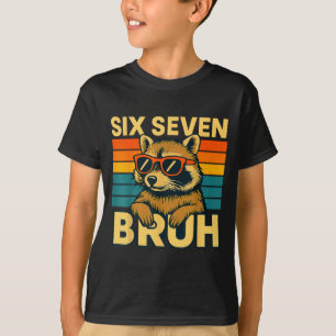 Six Seven Bruh Raccoon Vintage Funny 67 Meme Men W T-Shirt