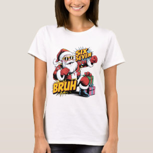 Six Seven Bruh T-shirt de Noël drôle Rétro Pop A
