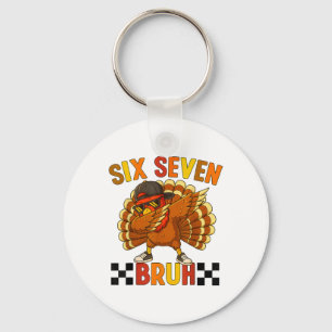 Six Seven Bruh Thanksgiving 67 Meme Turkey Dabbing Keychain