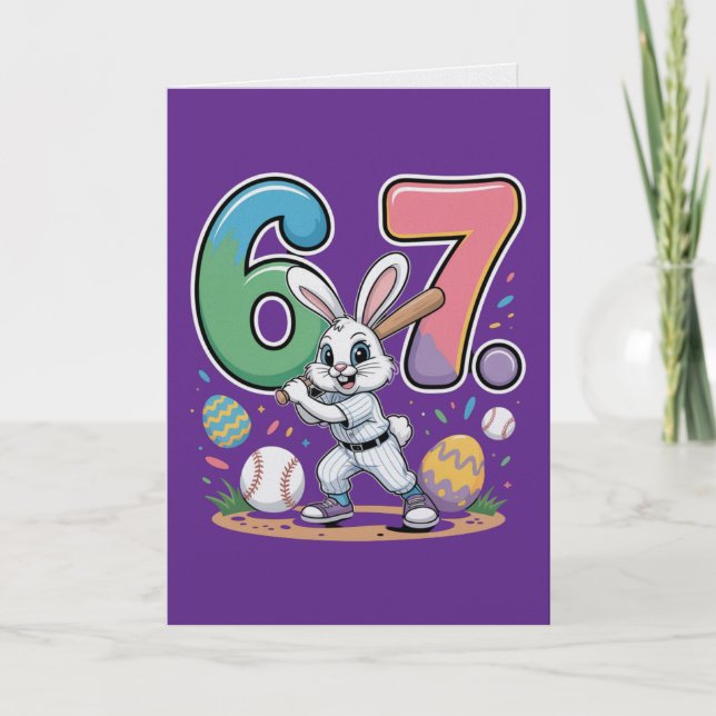 Six Seven Bunny Baseball Easter Card  (Front)