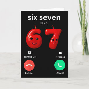 Six Seven Calling Meme Minimalist Trendy Phone Scr Card
