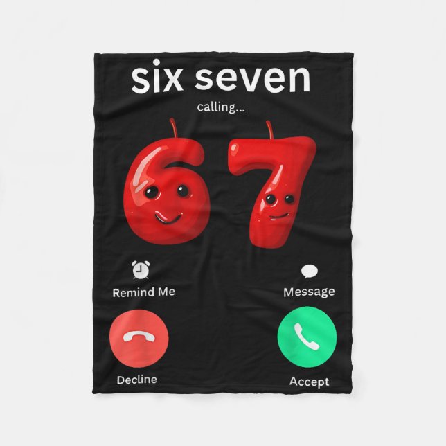 Six Seven Calling Meme Minimalist Trendy Phone Scr Fleece Blanket (Front)
