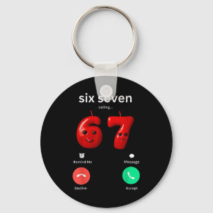 Six Seven Calling Meme Minimalist Trendy Phone Scr Keychain