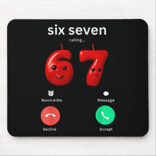 Six Seven Calling Meme Minimalist Trendy Phone Scr Mouse Pad