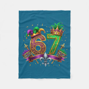 Six Seven Carnaval Festival 67 Meme Funny Mardi Gr Fleece Blanket