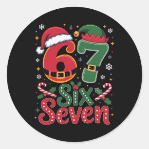 Six Seven Christmas 6 7 Christmas For Boys Men Kid Classic Round Sticker