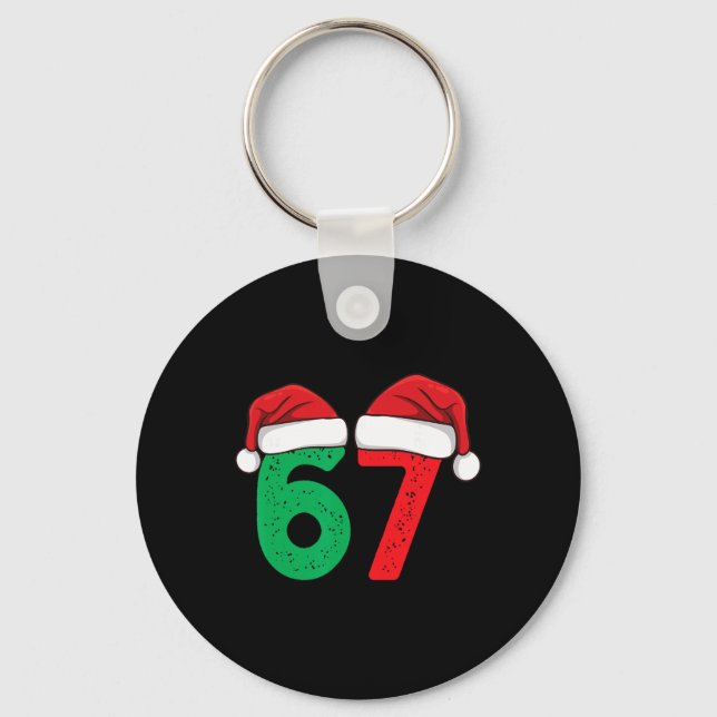 Six Seven Christmas 6 7 Meme Funny Christmas  Keychain (Front)
