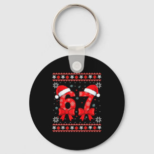 Six Seven Christmas 6 7 Ugly Christmas Sweater Boy Keychain