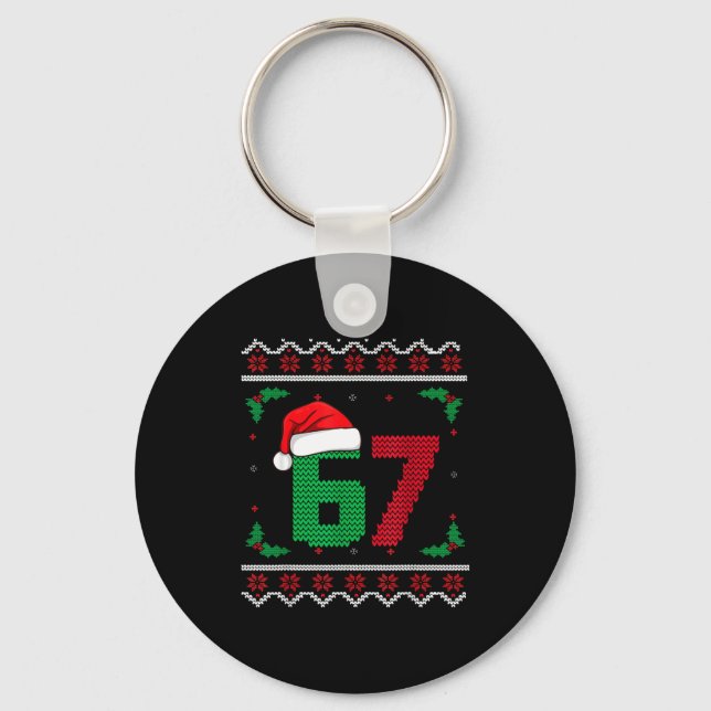 Six Seven Christmas 6 7 Ugly Christmas Sweater  Keychain (Front)