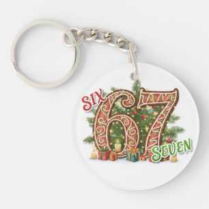 Six Seven Christmas Brain Rot Keychain