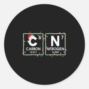 Six Seven Christmas Carbon Nitrogen 67 Funny Scien Classic Round Sticker