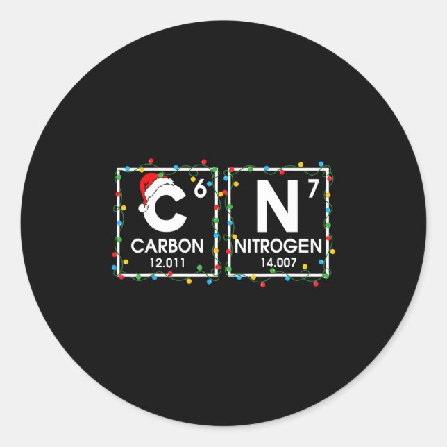 Six Seven Christmas Carbon Nitrogen 67 Funny Scien Classic Round Sticker (Front)