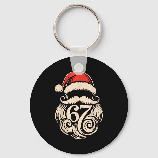 Six Seven Christmas Santa Meme 6 7 Holiday Humor D Keychain (Front)