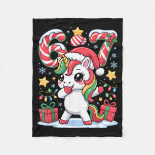 Six Seven Christmas Unicorn Meme Funny Cute Holida Fleece Blanket