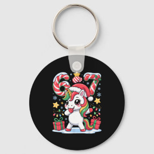 Six Seven Christmas Unicorn Meme Funny Cute Holida Keychain