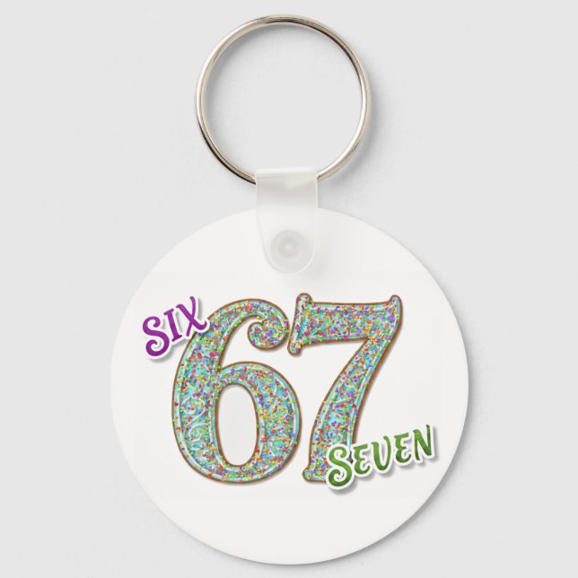 Six Seven Confetti Brain Rot Keychain (Front)