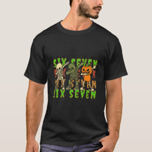 Six Seven Dabbing Skeleton Pumpkin Halloween Boys  T-Shirt