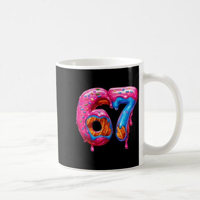 Six Seven Donut Ice Cream Drip Cool Meme Funny 67  Coffee Mug (Right)