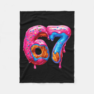 Six Seven Donut Ice Cream Drip Cool Meme Funny 67  Fleece Blanket