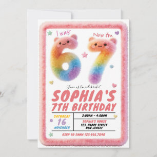 Six Seven Fluffy Fur Birthday Invitation