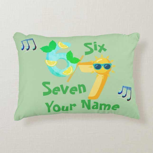 Six Seven Fun Music Time Signature With Notes Accent Pillow (Front)