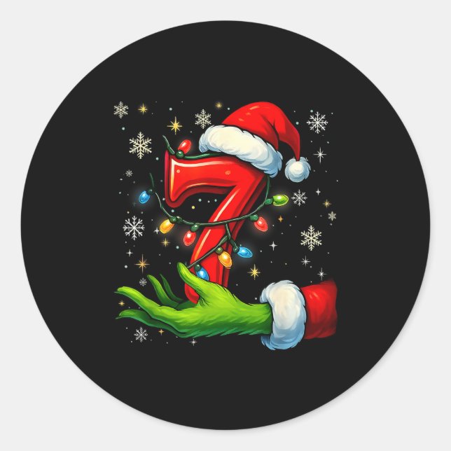 Six Seven Funny Christmas Meme Couple Matching  Classic Round Sticker (Front)