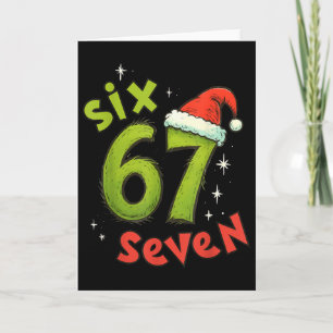 Six Seven Funny Christmas Meme Green Red Holiday  Card