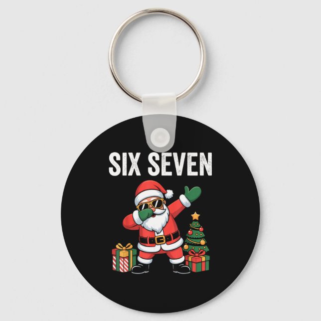 Six Seven Funny Santa Christmas 67 Meme  Keychain (Front)