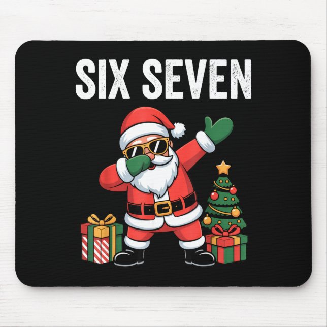 Six Seven Funny Santa Christmas 67 Meme  Mouse Pad (Front)